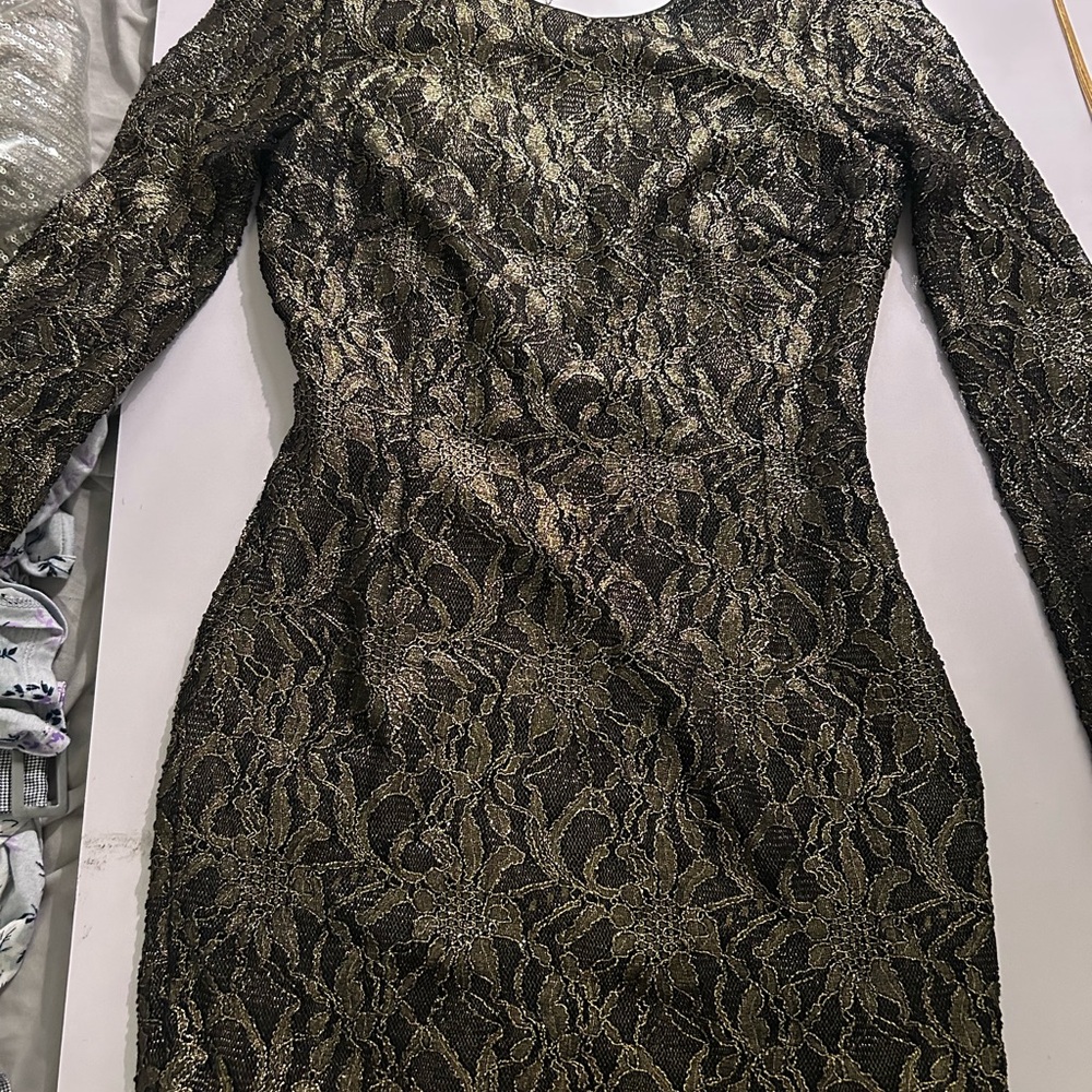 Cynthia Steffe Black and Tan Bodycon Midi Dress